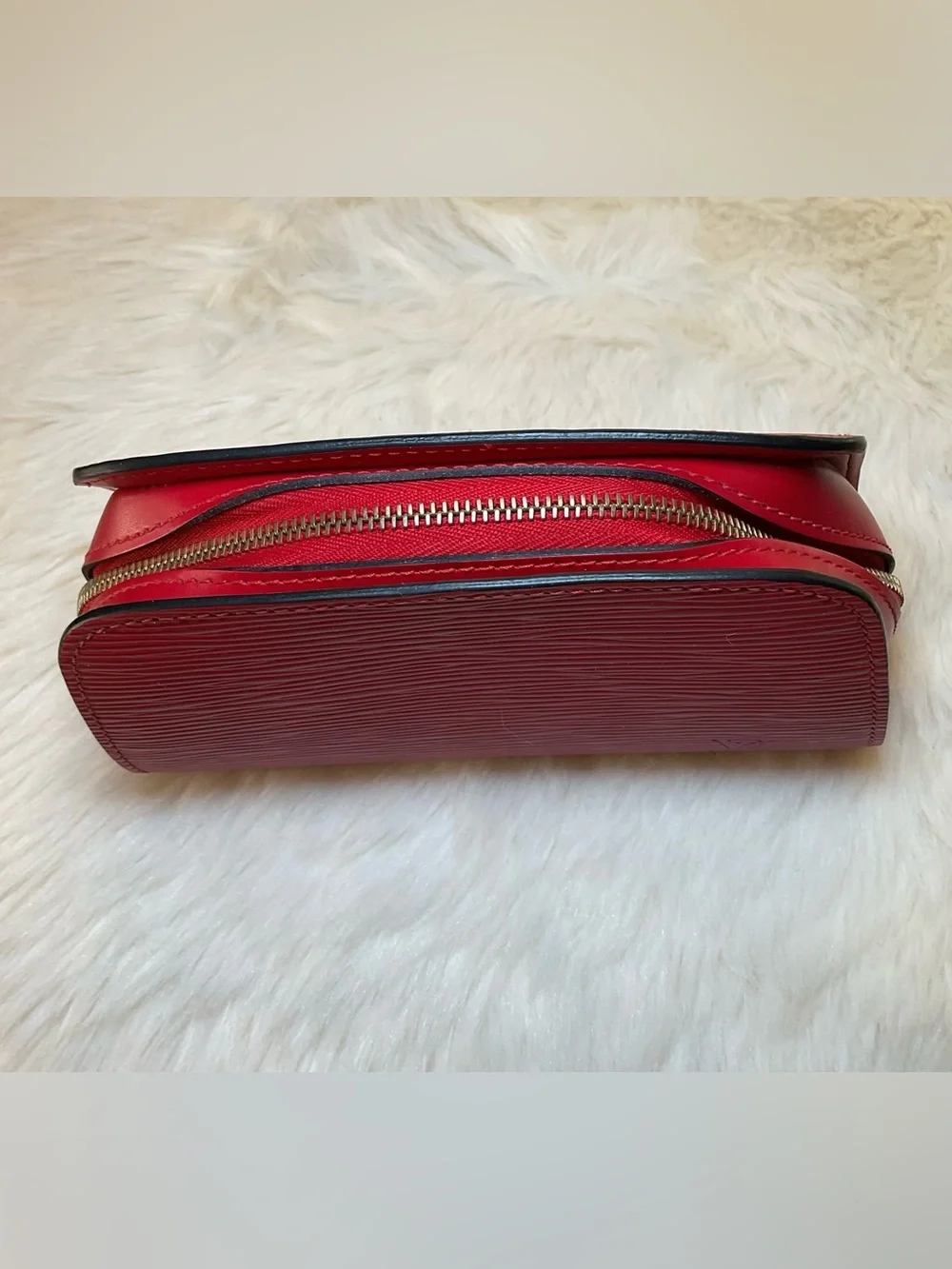 Louis Vuitton Dauphine PM Pouch in Red Epi Leather with Gold Hardware